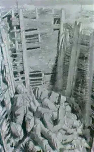 Dead Germans In A Trench Oil Painting by Sir William Newenham Montague Orpen