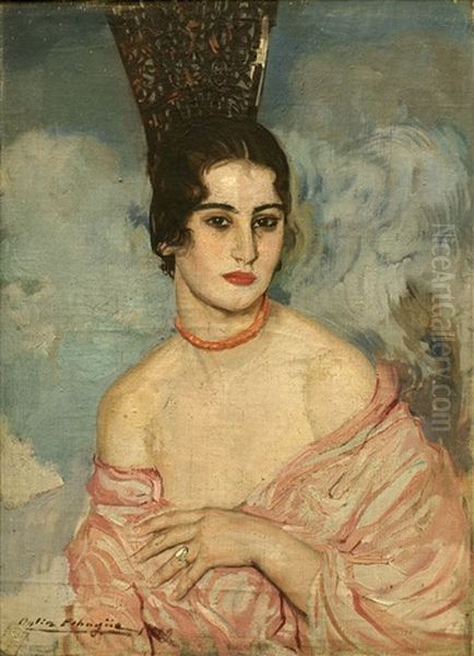 Joven Con Peina Oil Painting by Antonio Ortiz Echaguee