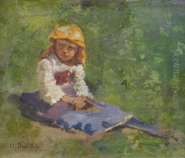 Bimba Seduta Sul Prato Oil Painting by Umberto dell' Orto