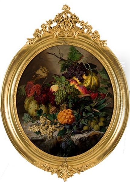 Naturaleza Muerta Con Uvas, Cerezas, Calabazas, Melocotones, Ciruelas Y Pina Oil Painting by Georgius van Os