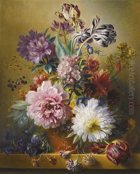 An Opulent Flower Still Life Oil Painting by Georgius van Os