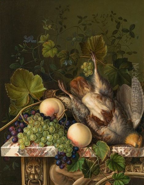 Stillleben Mit Trauben, Pfirsichen Und Fasanen Oil Painting by Georgius van Os