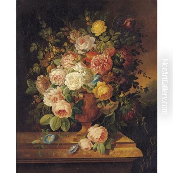 Vase With Flowers Oil Painting by Georgius van Os