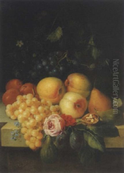 Stilleben Mit Weintrauben, Apfeln, Feigen Und Anderen Fruchten Oil Painting by Georgius van Os