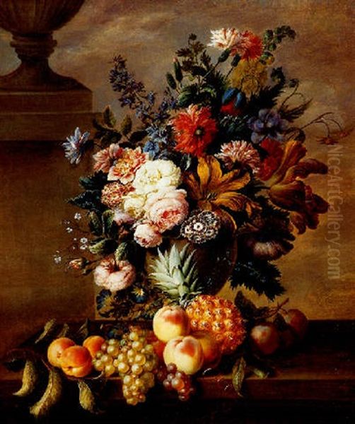 Bouquet De Fleurs Sur Entablement Oil Painting by Georgius van Os
