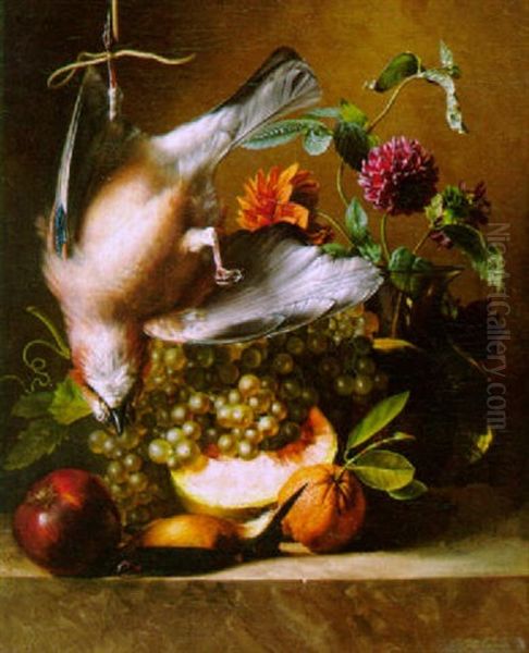 Jagdstilleben Mit Fruchten Und Eichelhaher Oil Painting by Georgius van Os