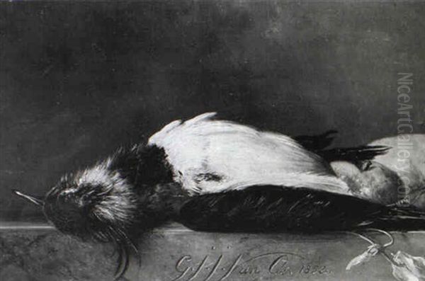 Stilleben Mit Totem Kiebitz, Fruchten Und Alpenveilchen Oil Painting by Georgius van Os