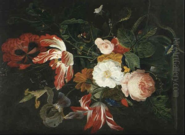 Vase De Fleurs Sur Un Entablement Oil Painting by Georgius van Os