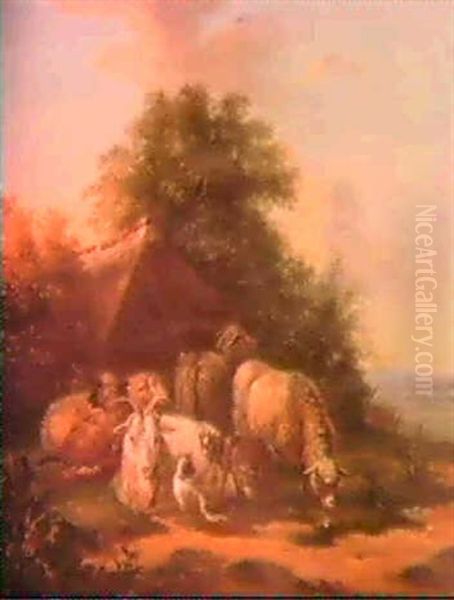 Animals At Pasture Oil Painting by Georgius van Os