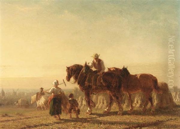 A Family Returning From The Harvest Oil Painting by Pieter Frederick Van Os