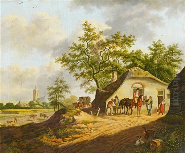 Landschaft Mit Gasthaus Oil Painting by Pieter Gerardus Van Os