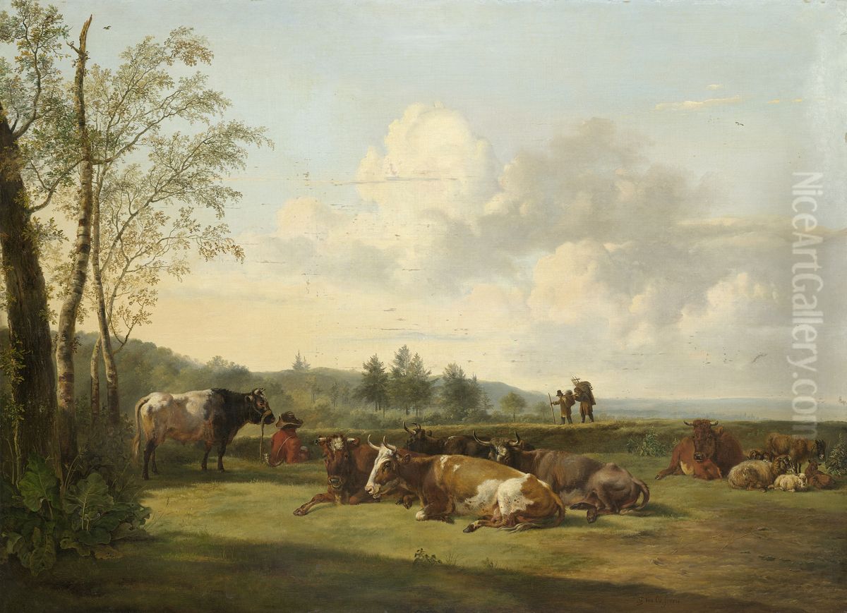 Landschap Met Vee Oil Painting by Pieter Gerardus Van Os