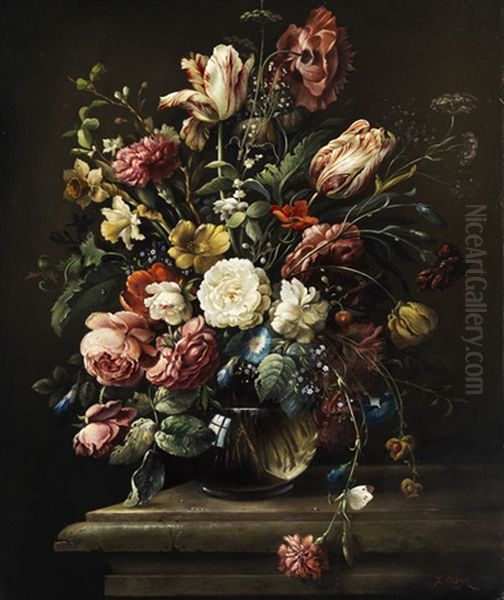 Blumenstilleben Oil Painting by Josef (Oskar Becker) Osbeck