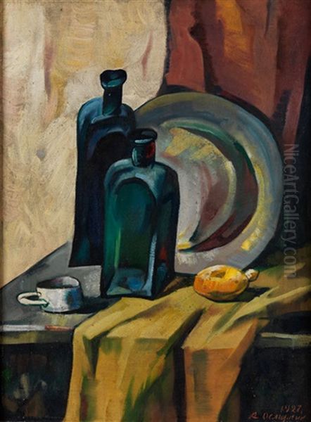 Stilleben Mit Flaschen Oil Painting by Alexander Alexandrov Osmerkin