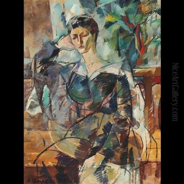 Portrait Of A Young Woman (e. T. Barkova) Oil Painting by Alexander Alexandrov Osmerkin