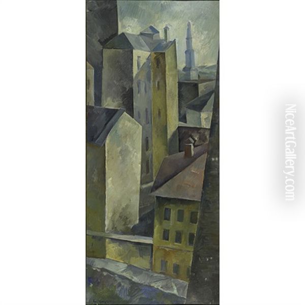 Cityscape Oil Painting by Alexander Alexandrov Osmerkin