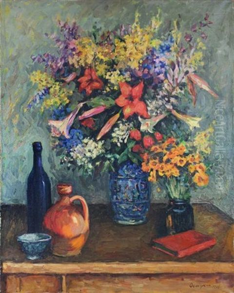 Nature Morte Au Bouquet Oil Painting by Alexander Alexandrov Osmerkin