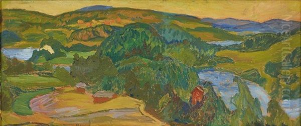 Sommarkvall Angerman Alven Oil Painting by Helmer Osslund