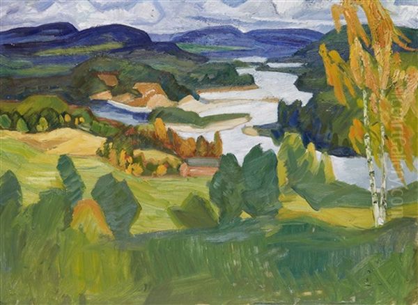 Fran Indalsalven Oil Painting by Helmer Osslund