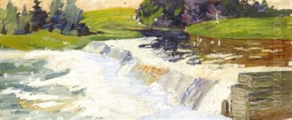 Vattenfall Vid Grez (normandie) Oil Painting by Helmer Osslund