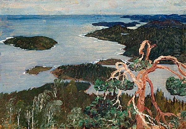 Landskap Fran Nordingra - Utsikt Fran Ringkallen Oil Painting by Helmer Osslund