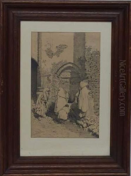 Femmes A La Fontaine Des Andalous Oil Painting by Joseph Paul Blanc