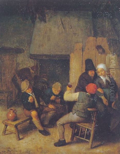 La Reunion A L'auberge Oil Painting by Adriaen Jansz van Ostade