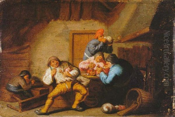 Bebedores En Un Interior Oil Painting by Adriaen Jansz van Ostade