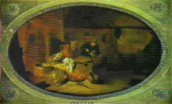 Scene D'interieur D'etable Avec Un Paysan Pompant De L'eau Oil Painting by Isaac Van Ostade