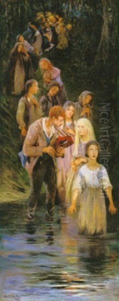 Rattfangaren Oil Painting by Allan Erik August Oesterlind