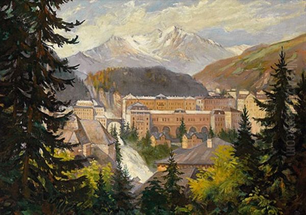 Blick Auf Gastein An Einem Fruhlingstag Oil Painting by Anna Petrovna Ostroumova-Lebedeva