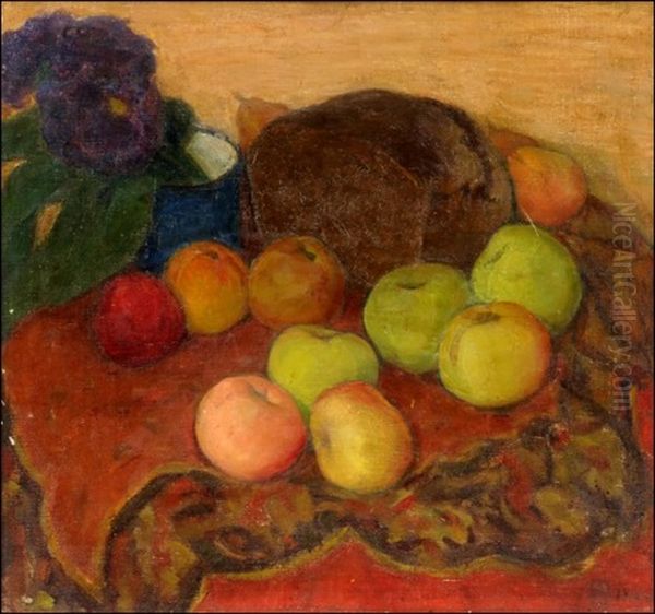 Still Life With Apples Oil Painting by Anna Petrovna Ostroumova-Lebedeva