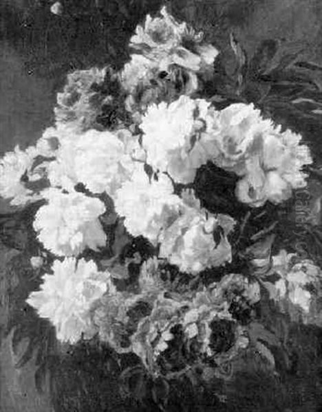 Pfingstrosenstraus Vor Grunem Hintergrund Oil Painting by Alexander Karl von Otterstedt