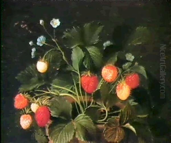 Wild Strawberries In A Pot. Oil Painting by Otto Didrik Ottesen