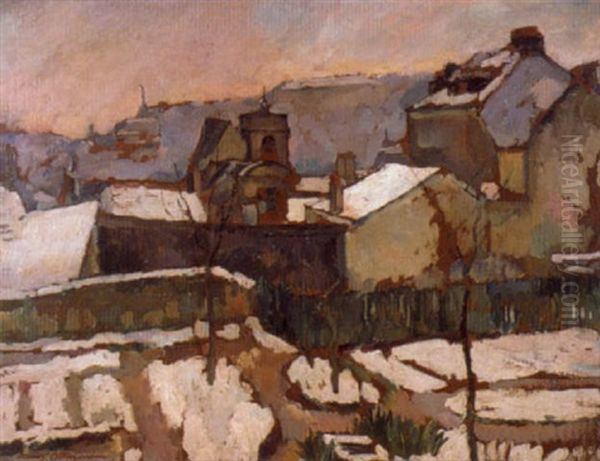 Le Jardin Sous La Neige Oil Painting by Henri Ottmann