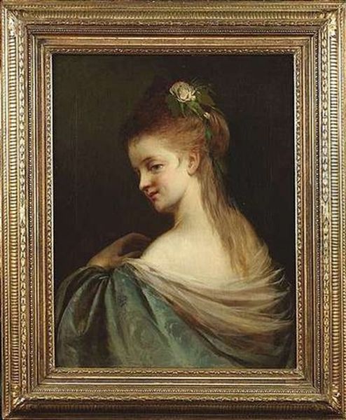 Bildnis Einer Vornehmen Dame In Hellblauem Kleid Oil Painting by Carl Otto