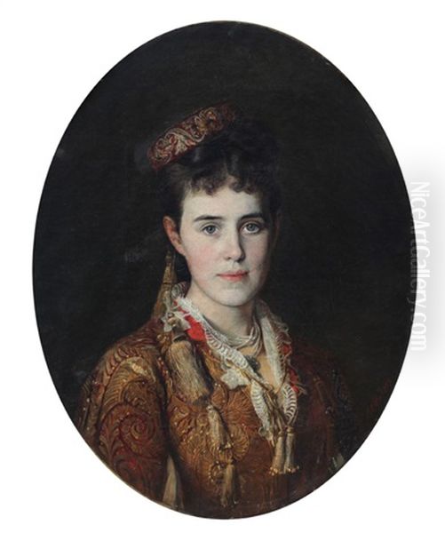 Young Gypsy Queen Beauty Oil Painting by Ludwig Otto