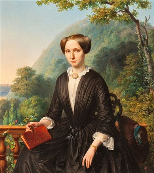 Portrait Of A Lady In A Black Dress Oil Painting by Wilhelmus Cornelis Chimaer Van Oudendorp