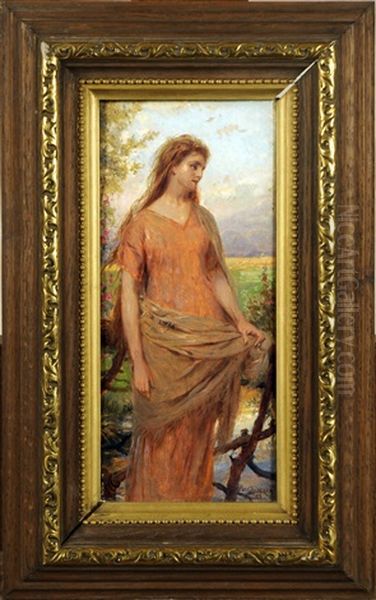 Jeune Femme Dans Un Paysage Oil Painting by Pierre Jan van der Ouderaa