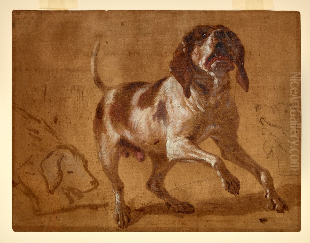 Study Of A Hound Baying Oil Painting by Jean-Baptiste Oudry