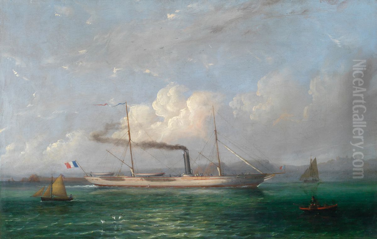 A French Steam Packet Off Elizabeth Castle, Jersey Oil Painting by Philip John Ouless