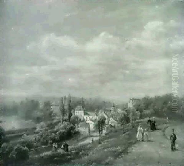 Coteaux Dominant La Seine Oil Painting by Pierre Justin Ouvrie