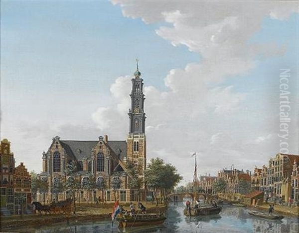 A View Of The Westerkerk, Amsterdam Oil Painting by Isaac Ouwater