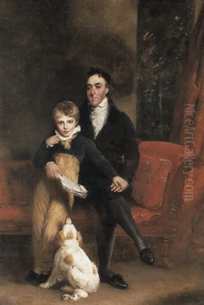Portrait Of John Fector And His Son Oil Painting by William Owen