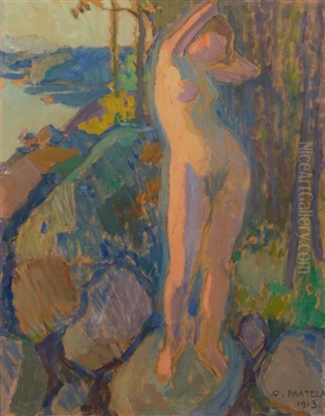 Model At Dusk Oil Painting by Oskari Paatela