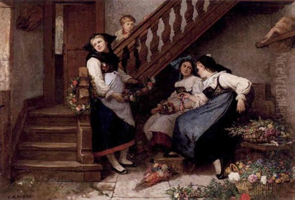 Midsommarkransarna Bindas Oil Painting by Camille Aflred Pabst