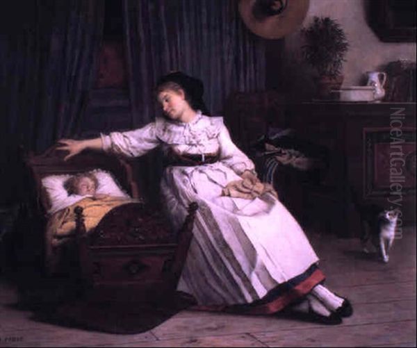 Alsacienne Ber+ant Son Enfant Oil Painting by Camille Aflred Pabst