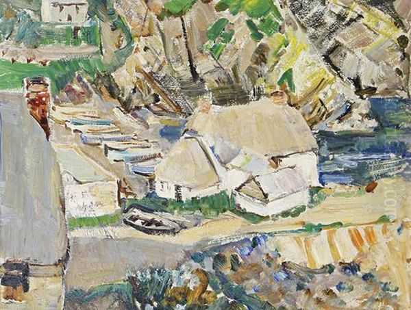 Thatched Cottage, Cadgwith, Cornwall Oil Painting by Emily Beatrice Bland