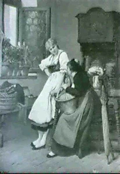 Conversation Dans Un Interieur Alsacien Oil Painting by Camille Aflred Pabst