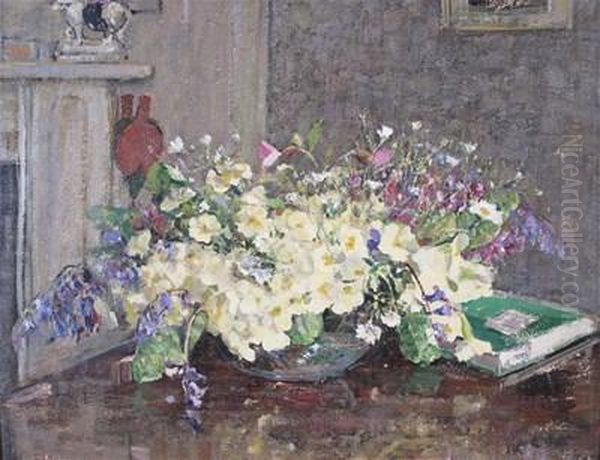 A Still Life On The Table By The Fireplace Oil Painting by Emily Beatrice Bland